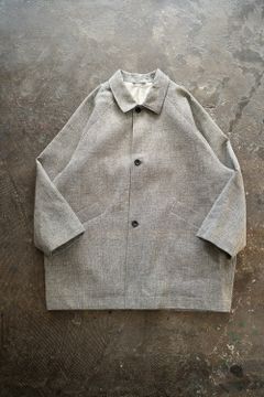【ラスト1点】【23SS】リネン×シルクステンカラーハーフコート(LIGHT GRAY)