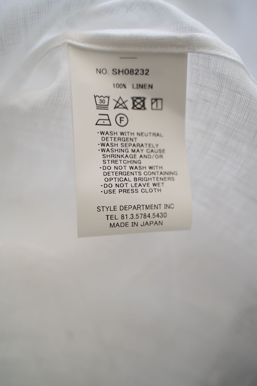 【ラスト1点】【23SS】半袖リネンレギュラーカラーシャツ(WHITE)