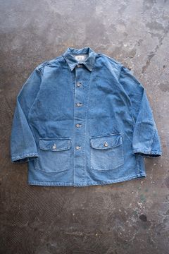 【ラスト1点】インディゴスビンコットン 11.5oz デニムカバーオール(MIDIUM DARK BLUE DAMAGE)