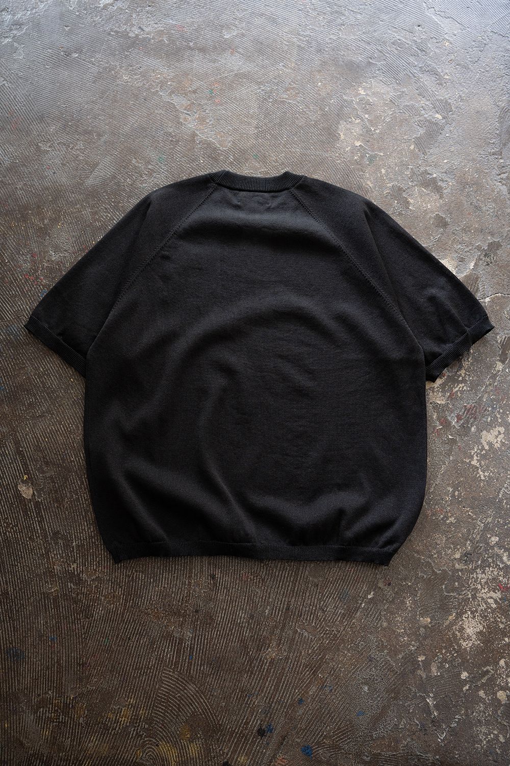 【26SS】和紙混12GラグランスリーブニットTee(INK BLACK)