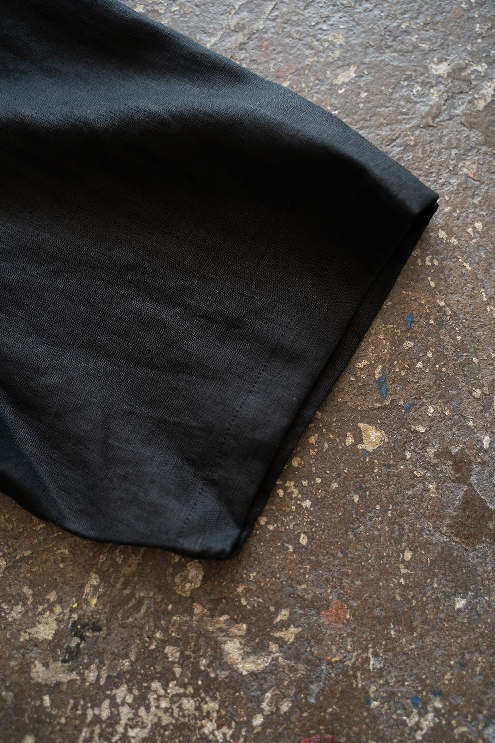【ラスト1点】【25SS】フレンチリネンオープンカラー半袖シャツ(BLACK)