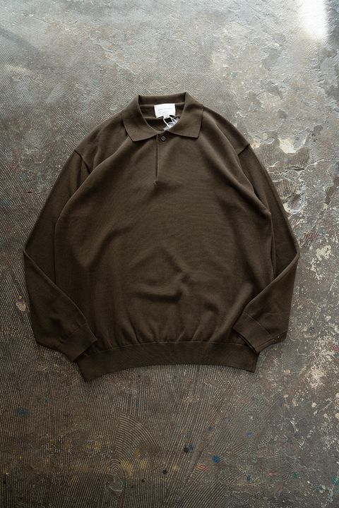 【26AW】コットン×シルク12Gニットポロ(KHAKI BROWN)