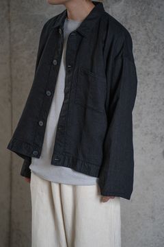 【ラスト1点】綾織大麻平面ブルゾン(黒)