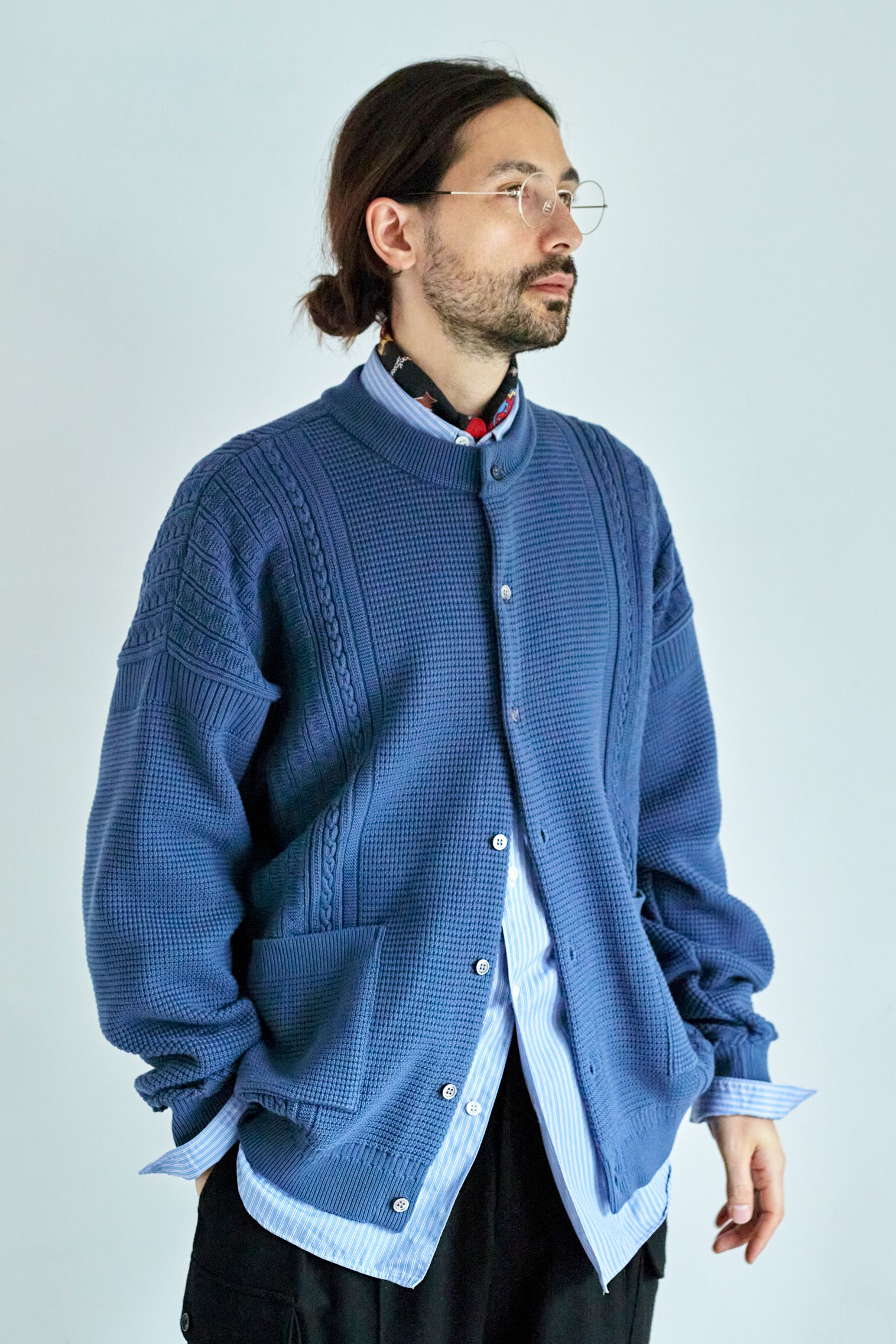 YASHIKI - 【ラスト1点】【22AW】Yukisora Cardigan(SMALT BLUE) | Salty