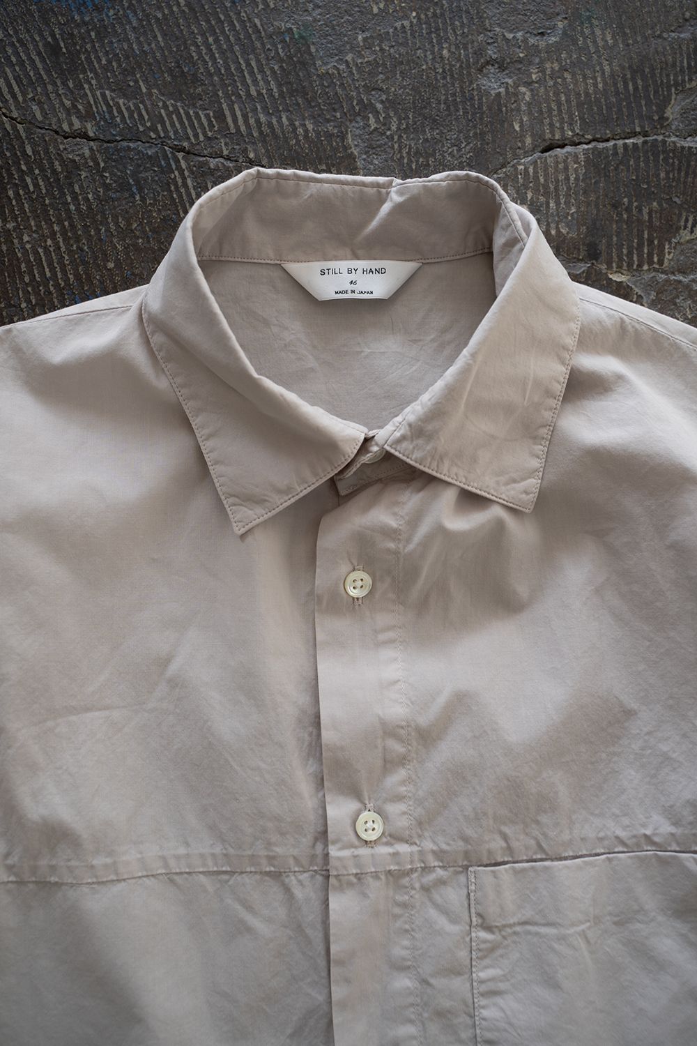 【ラスト1点】【23SS】シルク混半袖ヨークスリーブシャツ(LIGHT GRAY)
