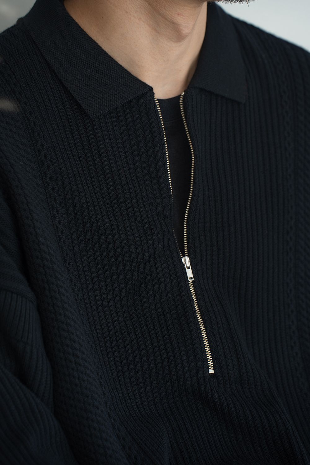 【26AW】Teriha Zip Polo(BLACK)