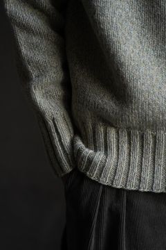 【ラスト1点】yak/lambs multi ply HAND KNITTING yoke top turtle neck sweater(MINT)