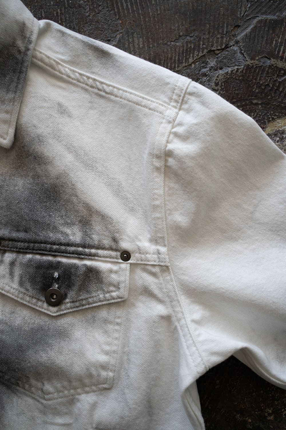 【ラスト1点】【25SS】Spray Short Denim Jacket/スプレーショートデニムジャケット(WHITE×BLACK)