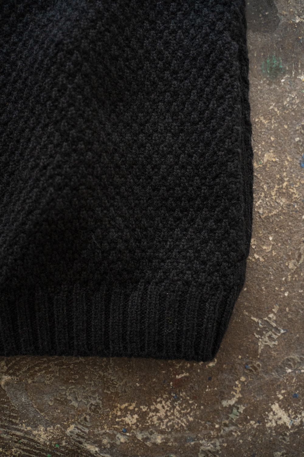 【ラスト1点】【25AW】英国羊毛5Gニットジップブルゾン(BLACK)