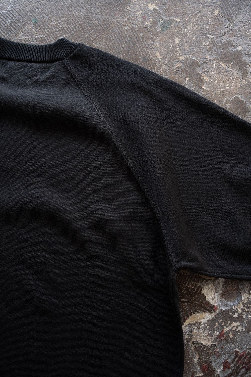 【26SS】和紙混12GラグランスリーブニットTee(INK BLACK)