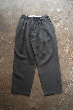 【ラスト1点】【25SS】リネンオックス2タックワイドイージーパンツ(BLUE CHARCOAL)