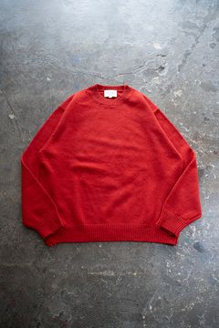 【25AW】ダメージクルーネックニット(VERMILION RED)