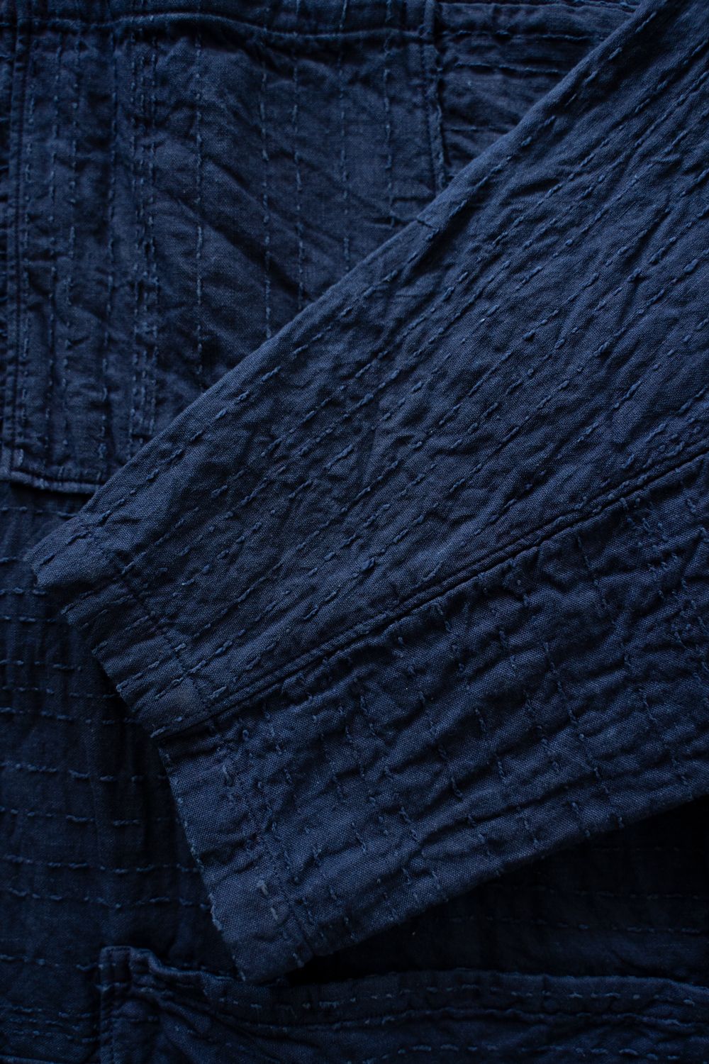 薄手刺し子織ジャケット(藍(濃))