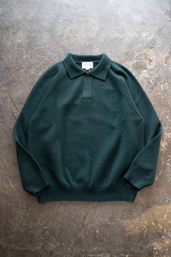 【ラスト1点】【23AW】7Gスキッパーポロニット(GREEN)