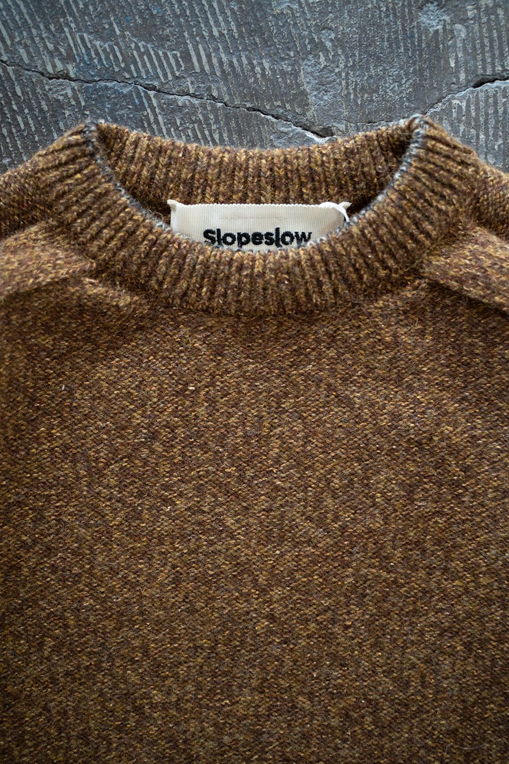 【ラスト1点】Yak/Shetland wool/Nep crew neck sweater(CURRY)