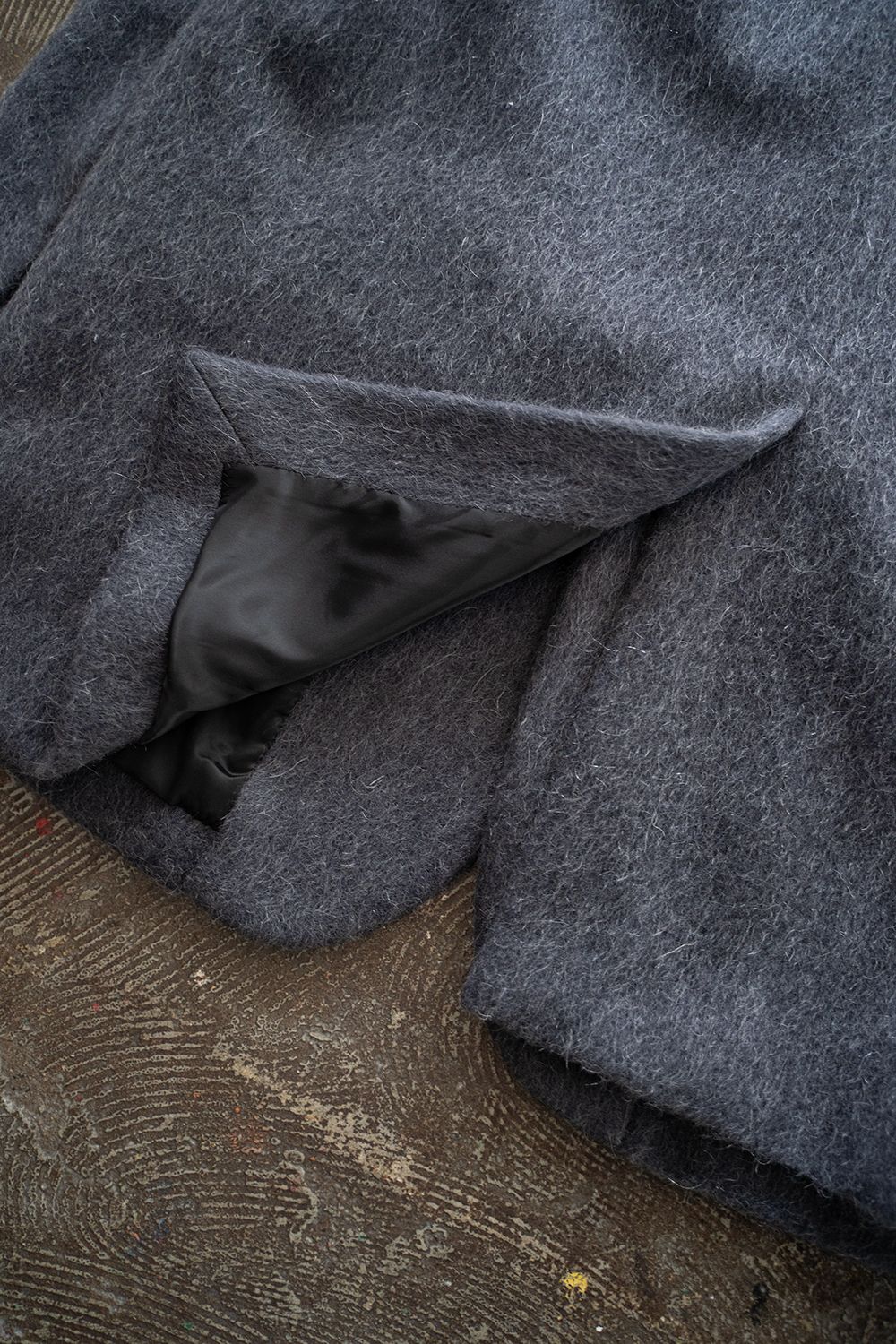 【25AW】Mohair Shaggy Long Jacket/モヘアシャギーロングジャケット(CHARCOAL)