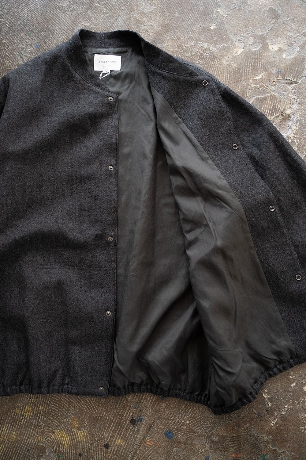 【ラスト1点】【24AW】リネン×ウールスタンドカラーブルゾン(CHARCOAL)