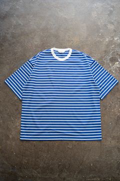 【ラスト1点】【24SS】配色バインダーネックボーダーTシャツ(BLUE)
