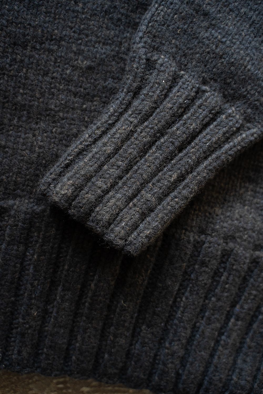 yak/lambs multi ply HAND KNITTING yoke top turtle neck sweater(DARK NAVY)