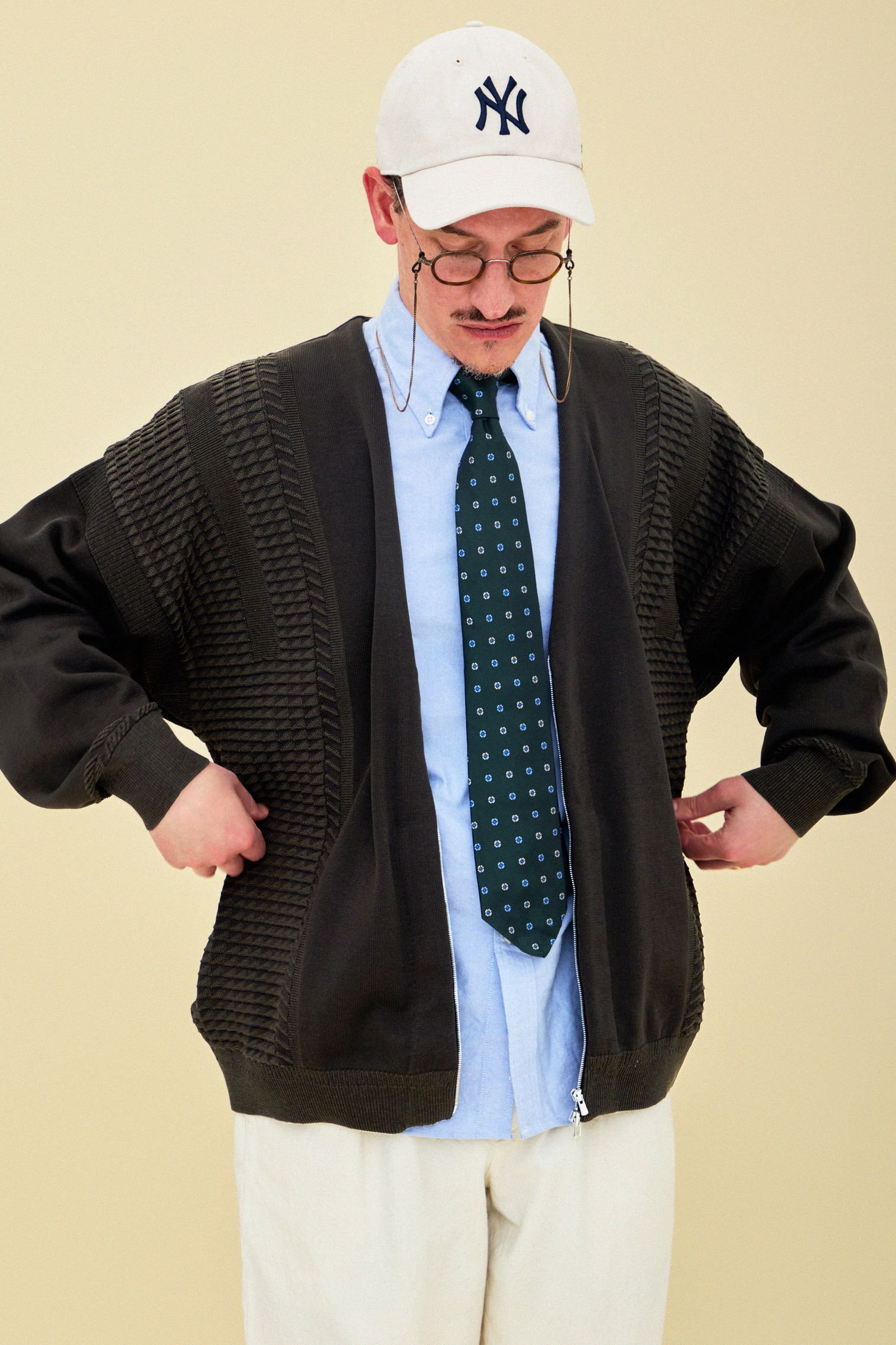 YASHIKI Hyomon Cardigan オリーブコットンカーディガン YASHIKI Hyomon Cardigan オリーブコットンカーディガン YASHIKI