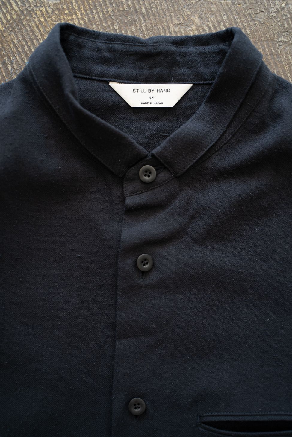【ラスト1点】【25AW】極小襟コットン×シルクネップシャツ(BLACK NAVY)