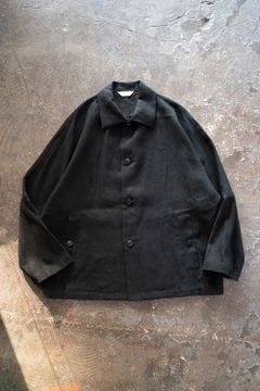 【ラスト1点】【22AW】ドルマンスリーブリネンオックスカバーオールジャケット(BLACK)