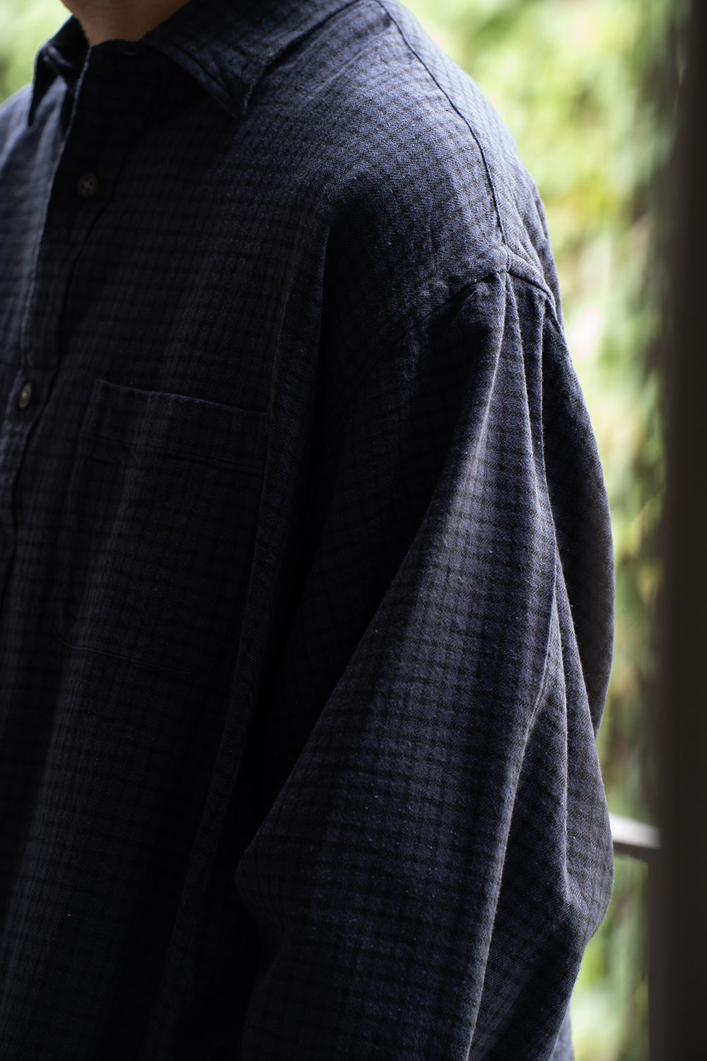 【ラスト1点】【25AW】Cotton Wool Silk Flannel Check Shirts(PURPLE×BLACK)