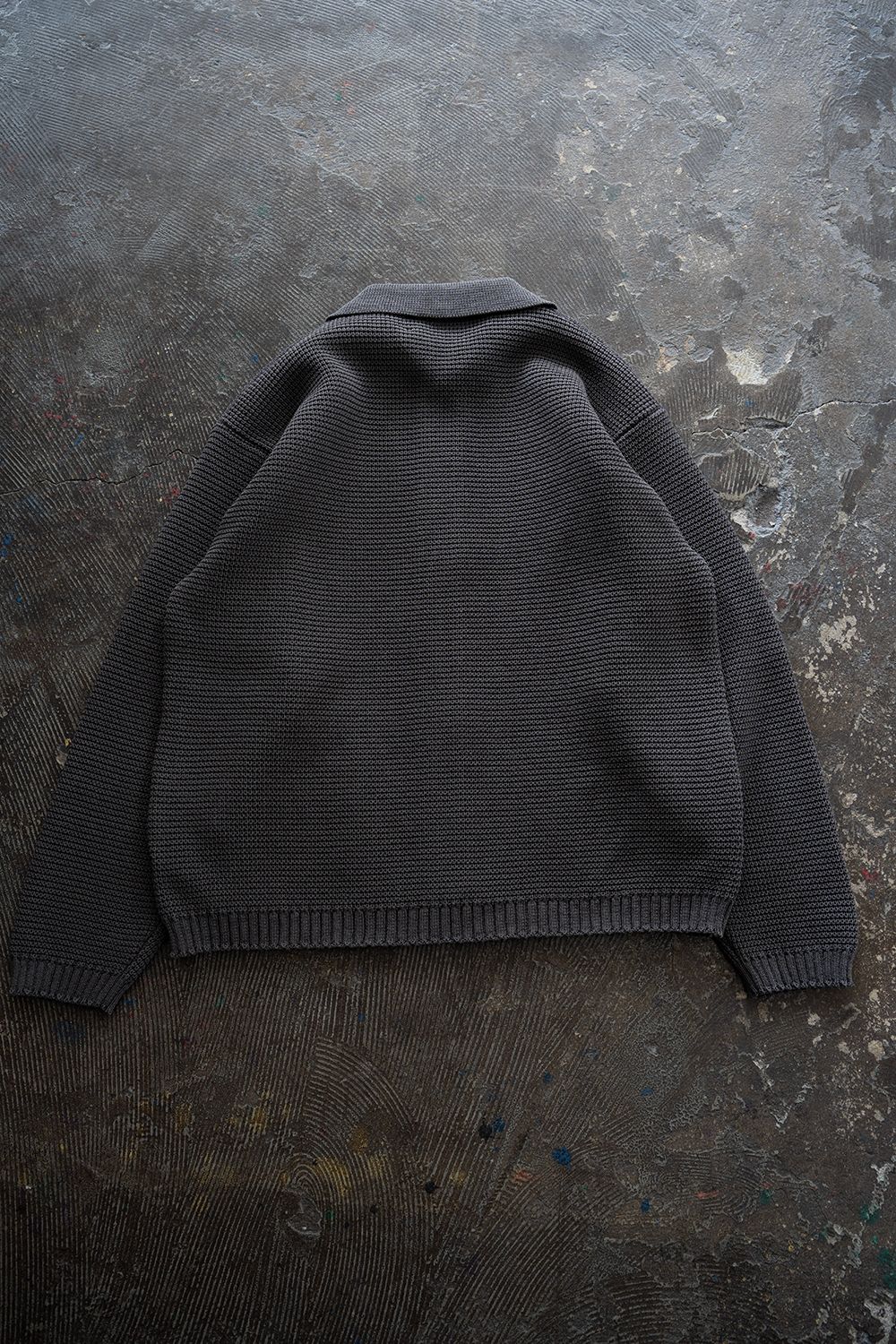 【26SS】和紙混7Gニットブルゾン(BROWN CHARCOAL)