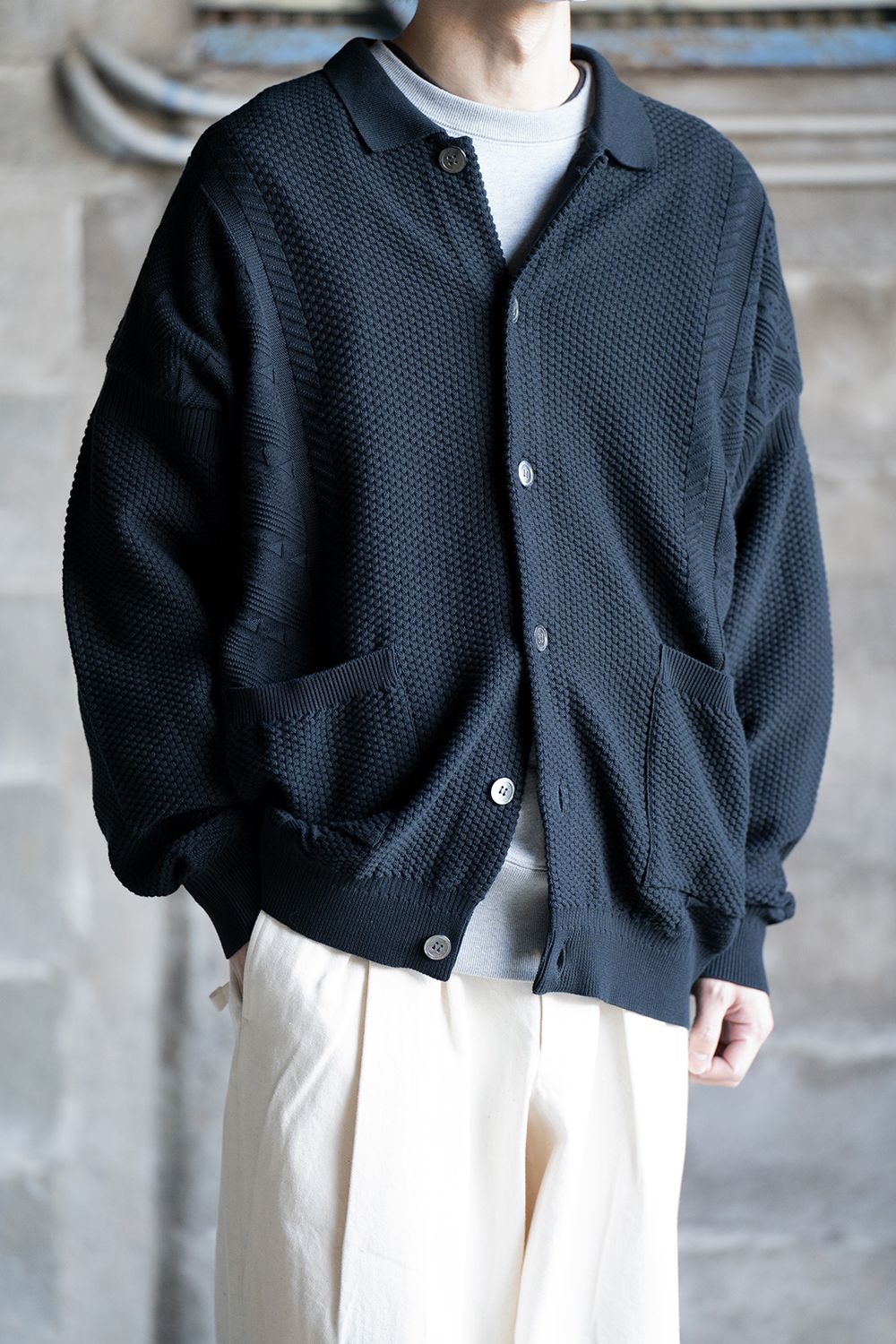 YASHIKI - 【ラスト1点】【22SS】Hoshikuzu Collar Cardigan(BLACK