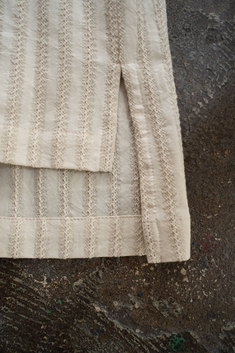 【ラスト1点】【21SS】Leno Cloth Stripe S/S Shirt/レノクロスストライプハーフスリーブシャツ(ECRU)