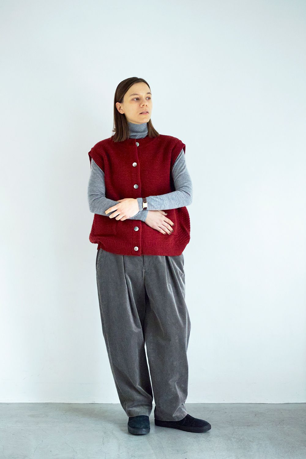 YASHIKI - 【22AW】Yukiiro Vest(BURGUNDY) | Salty