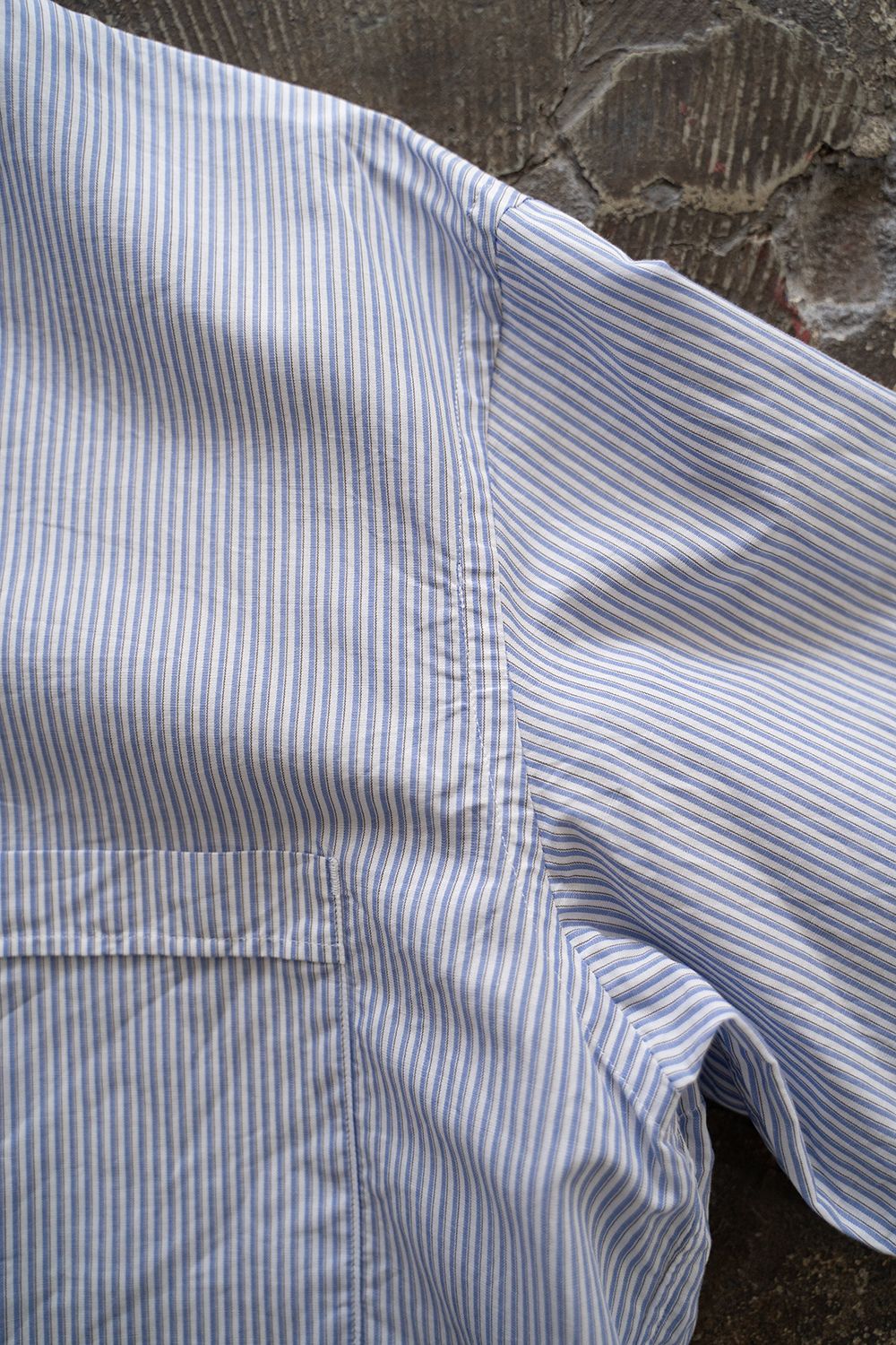 【ラスト1点】【24SS】ラミー混バンドカラープルオーバーシャツ(BLUE STRIPE)