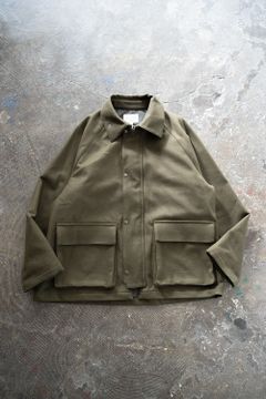 【ラスト1点】【22AW】コーデュロイ切り替えSuper100'sウールメルトンブルゾン(OLIVE)