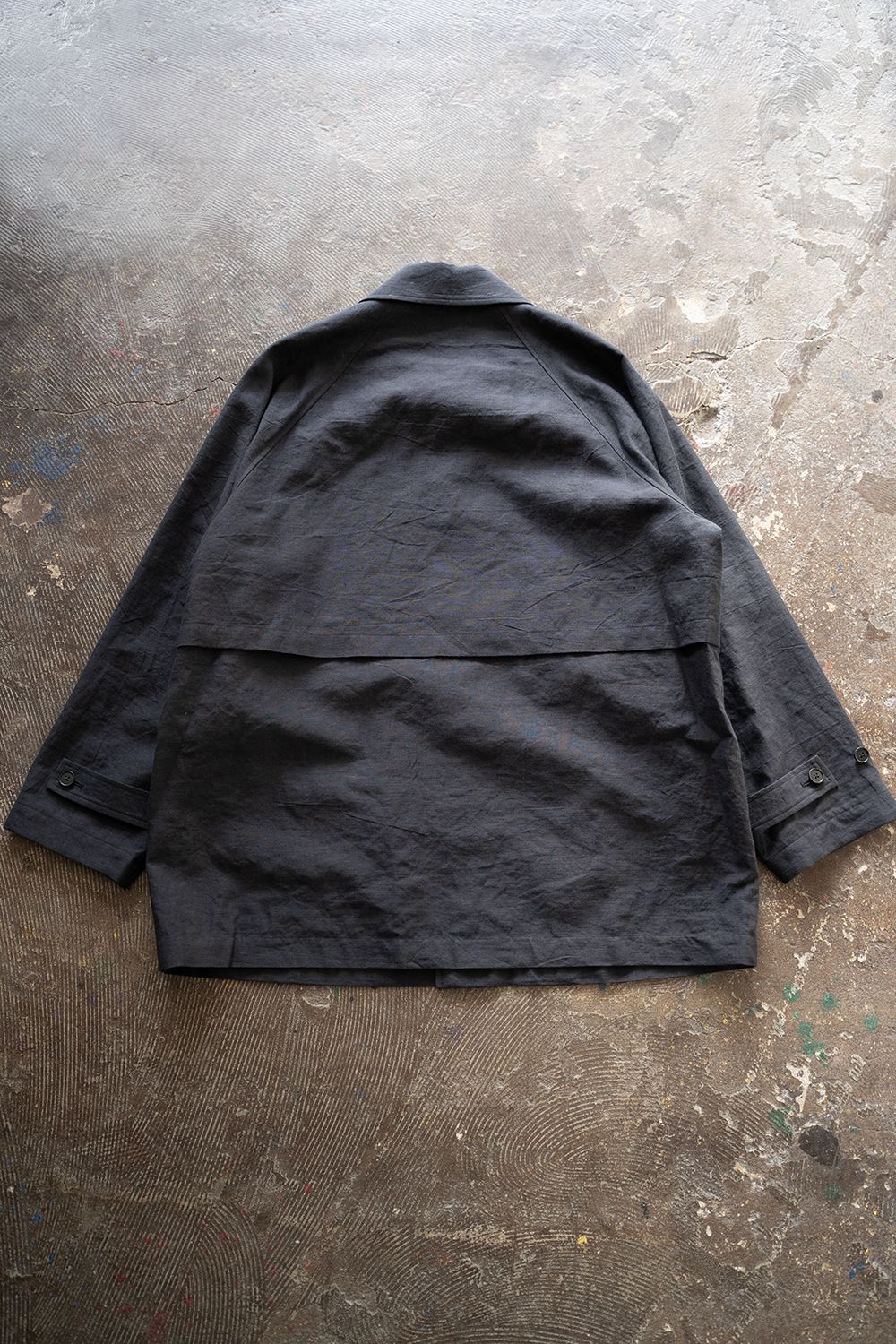 【ラスト1点】【25SS】コットン×リネンステンカラーハーフコート(NAVY)