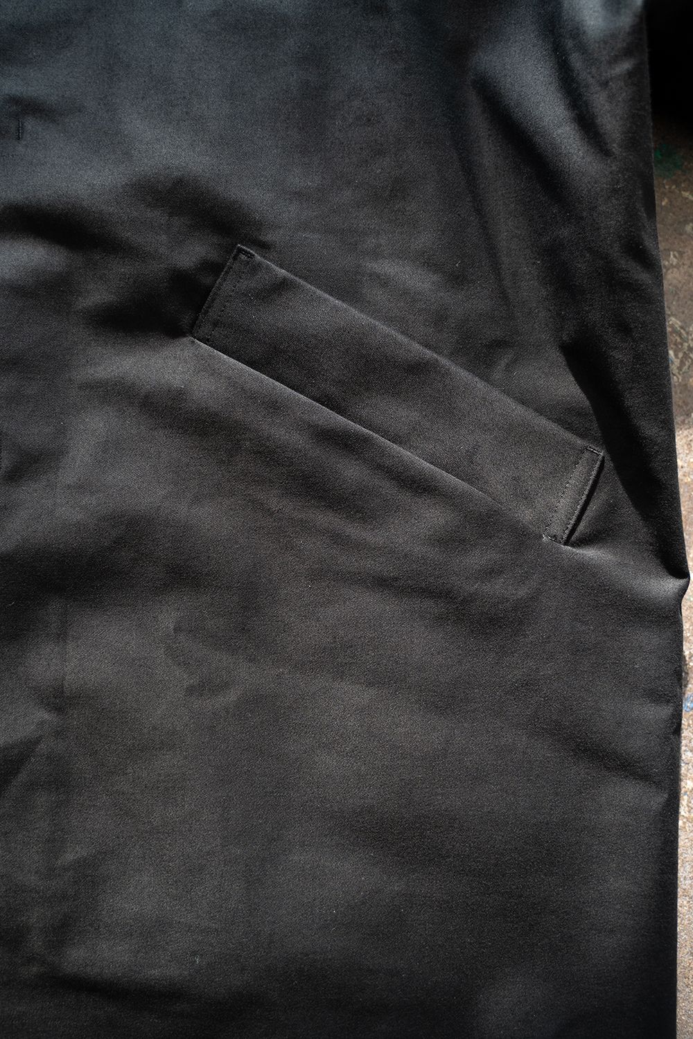 【23AW】モールスキンフード脱着コート(BLACK)