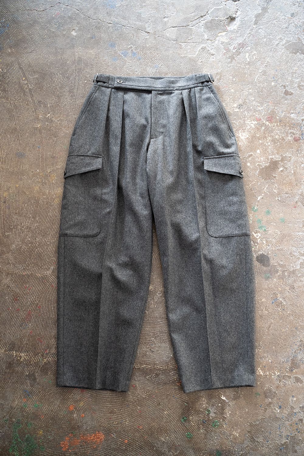 SAYATOMO - 【ラスト1点】【22AW】2-Tack Flannel Cargo Pants/2タックフランネルカーゴパンツ(GRAY) |  Salty