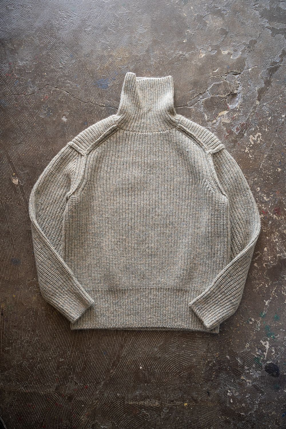 brushed yak/Shetland wool turtle neck sweater(CANDY BLUE)