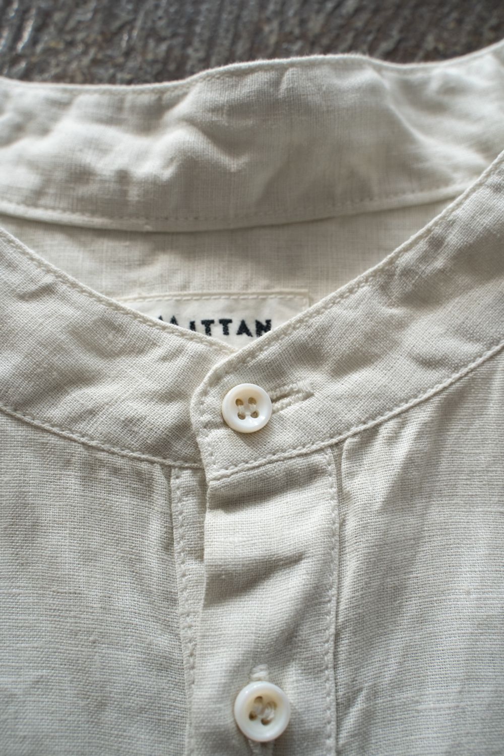 大麻シャツ 3(ベンガラ白)