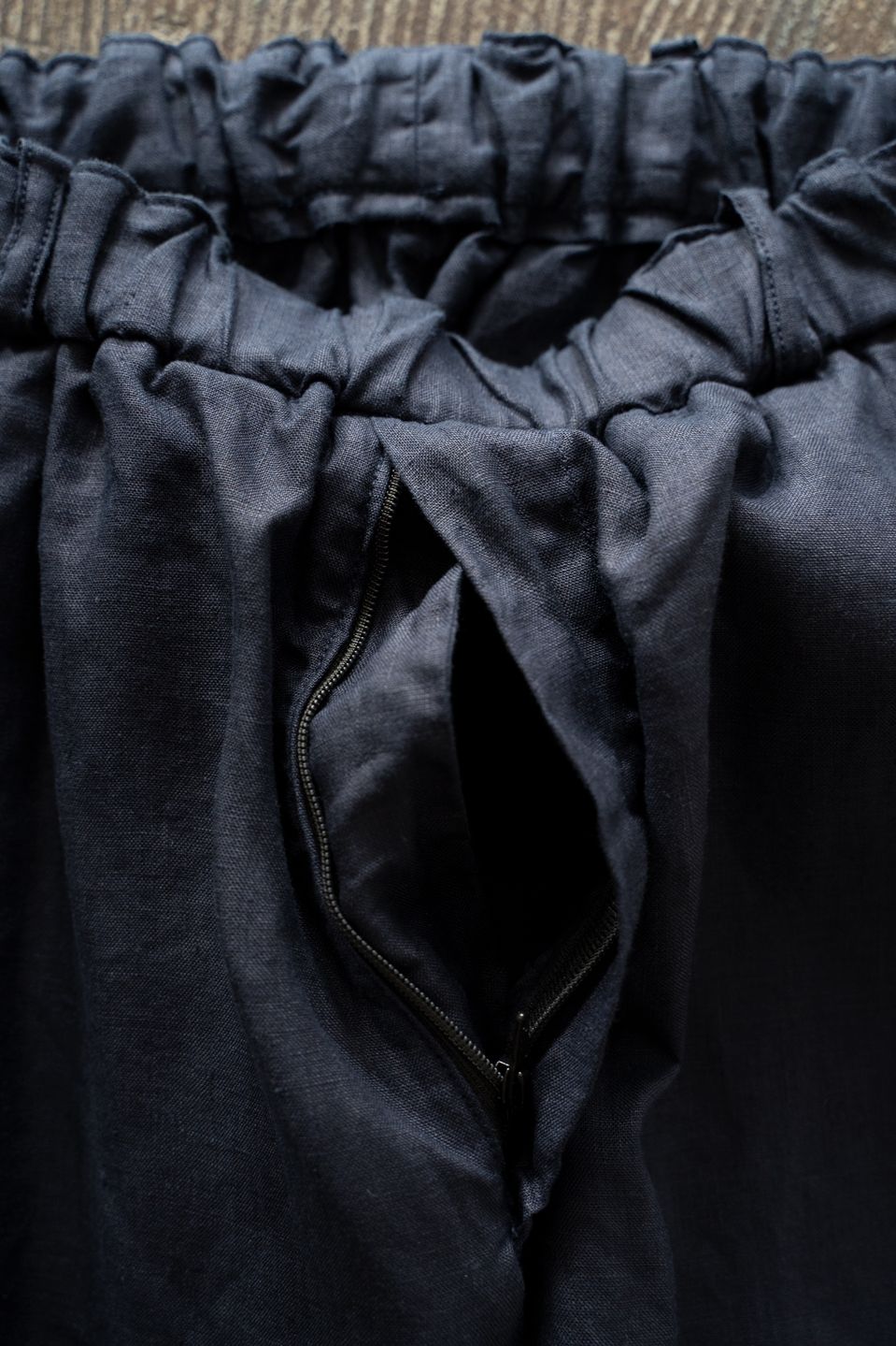 大麻ワイドパンツ(濃紺)