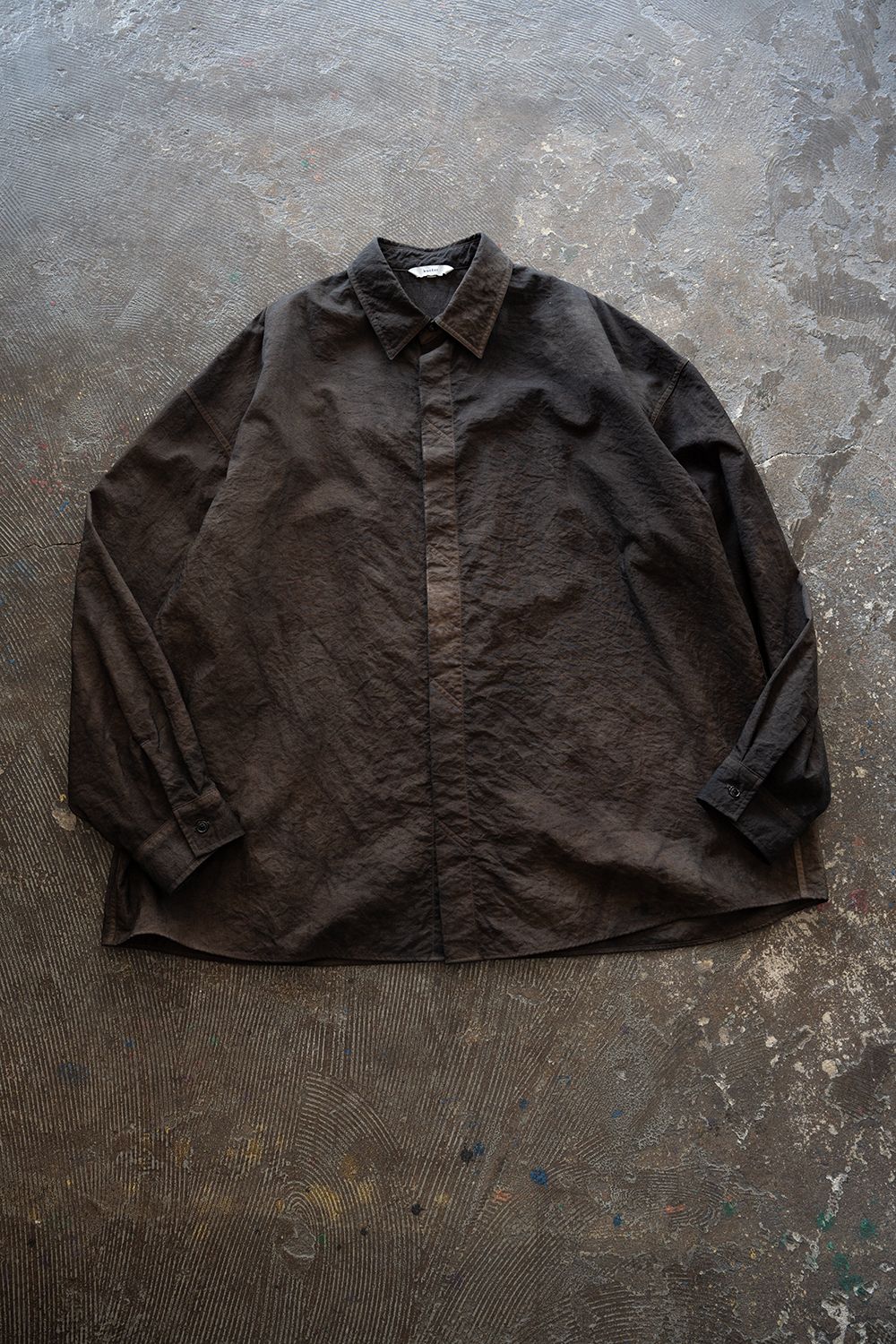 【ラスト1点】【26SS】Aurora Dyed Nylon Shirt(BROWN)