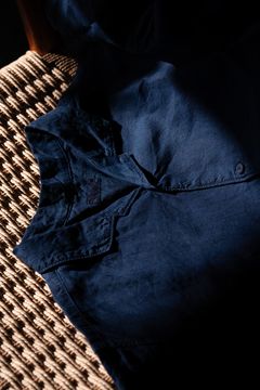 【ラスト1点】大麻開襟シャツ 高密度(藍(濃))