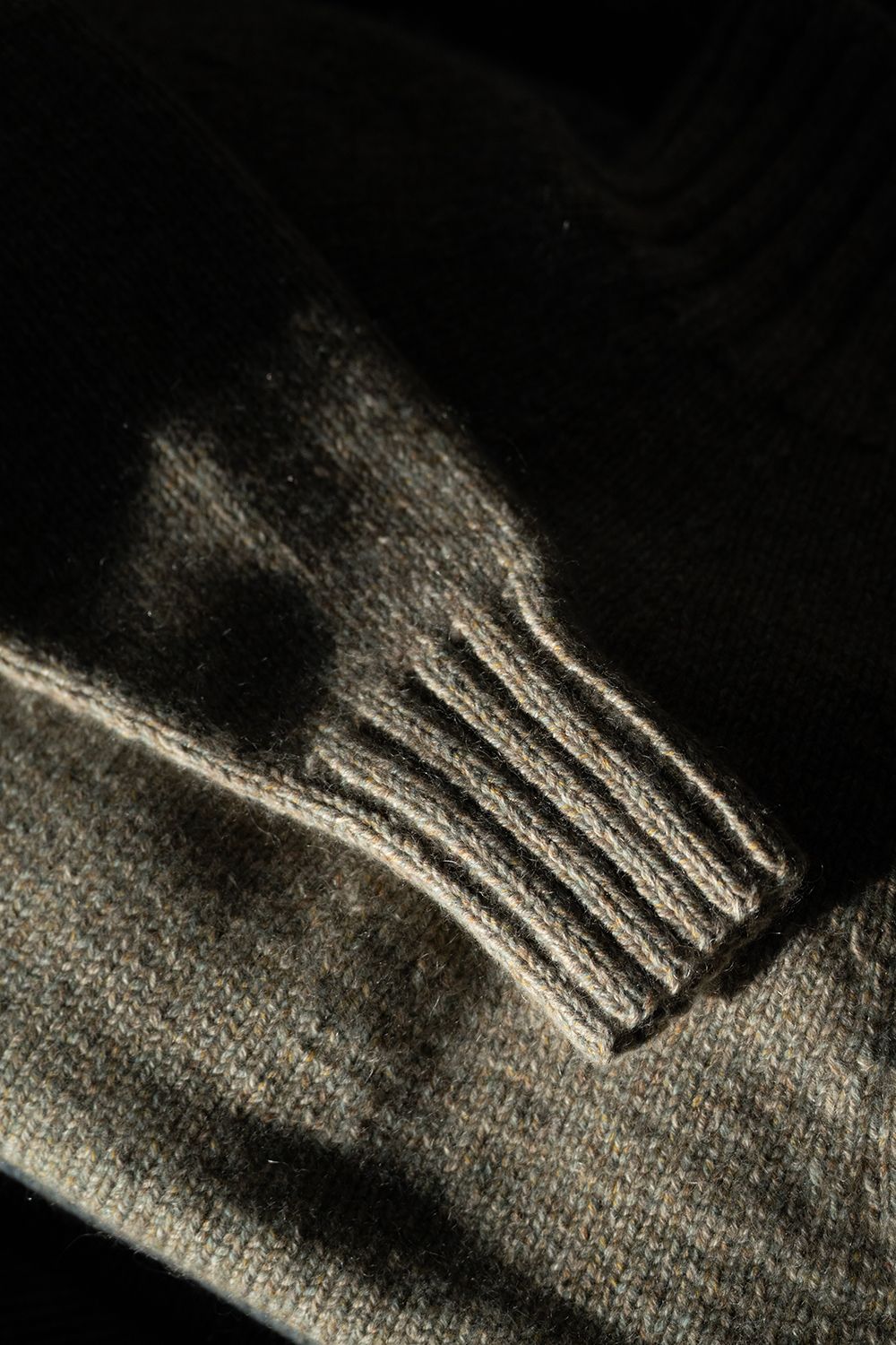 yak/lambs multi ply HAND KNITTING yoke top crew neck sweater(FOG)