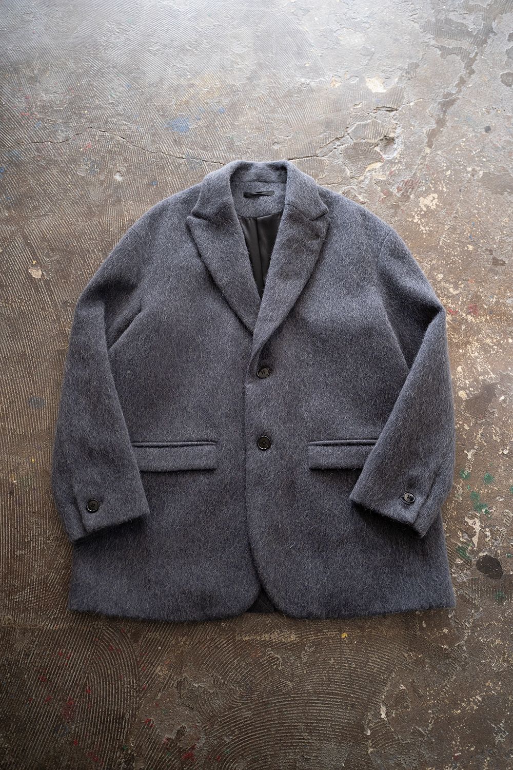 【25AW】Mohair Shaggy Long Jacket/モヘアシャギーロングジャケット(CHARCOAL)