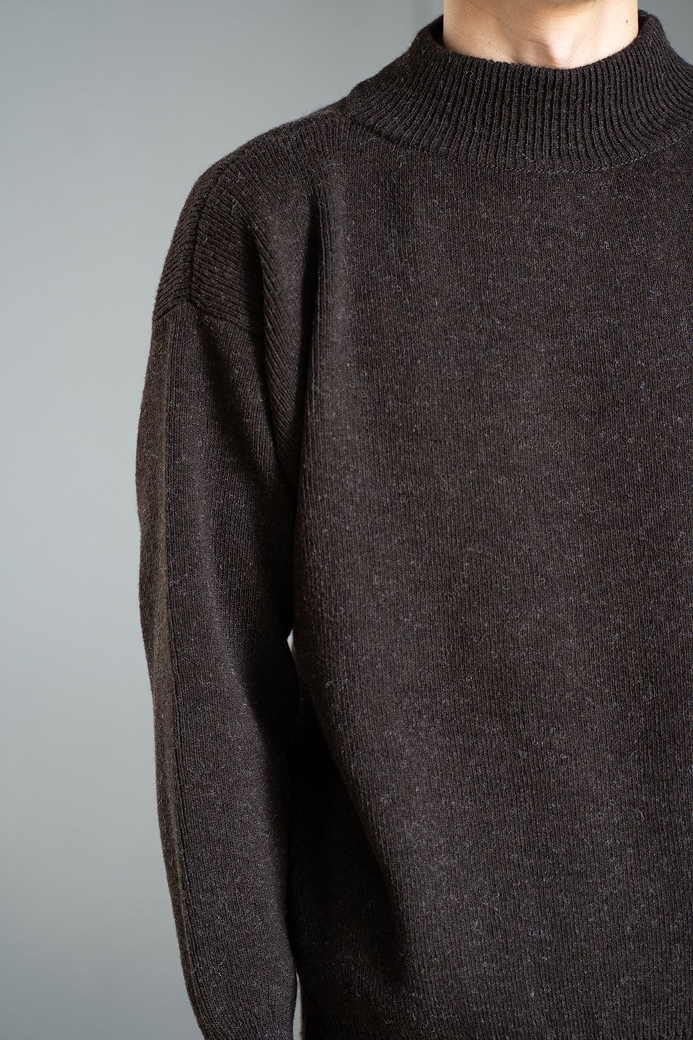 Hard twisted Shetlandwool GOB sweater(BROWN)