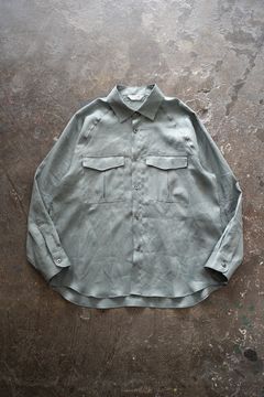 【ラスト1点】【23SS】リネン両胸ポケットシャツ(BLUE GRAY)