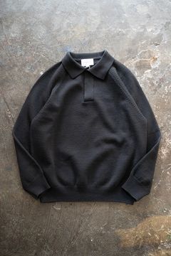 【ラスト1点】【23AW】7Gスキッパーポロニット(CHARCOAL)