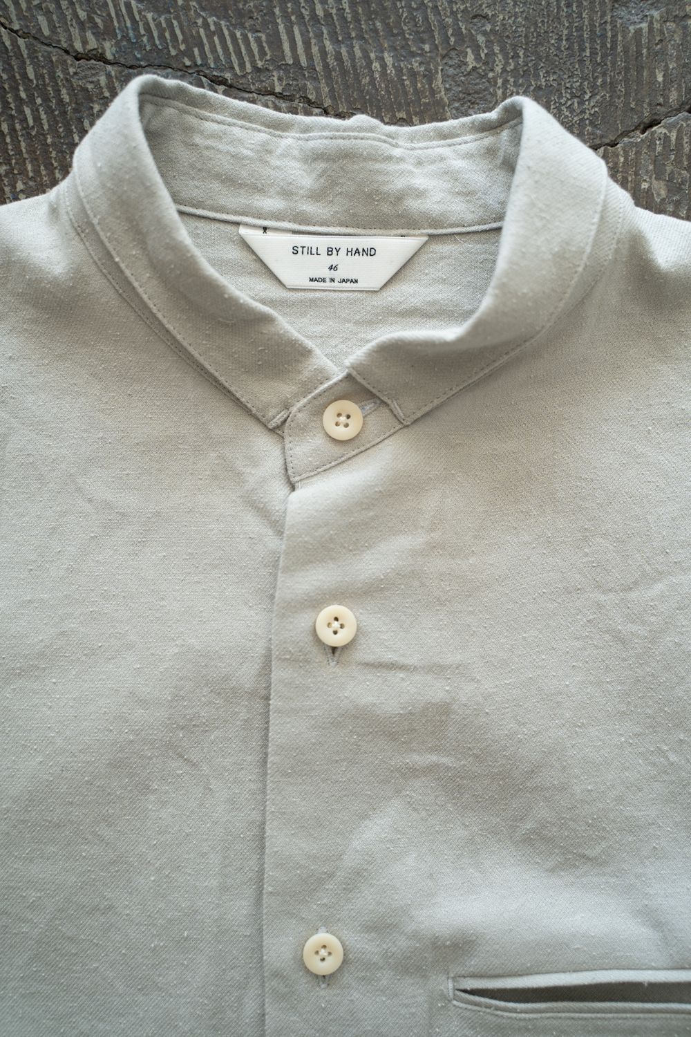 【ラスト1点】【25AW】極小襟コットン×シルクネップシャツ(SAGE)