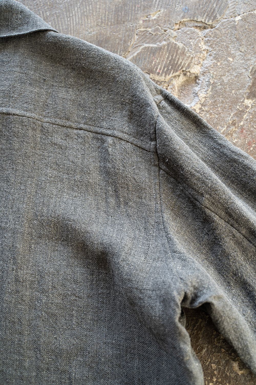 【ラスト1点】【23SS】リネン×シルクシャツブルゾン(SLATE GRAY)