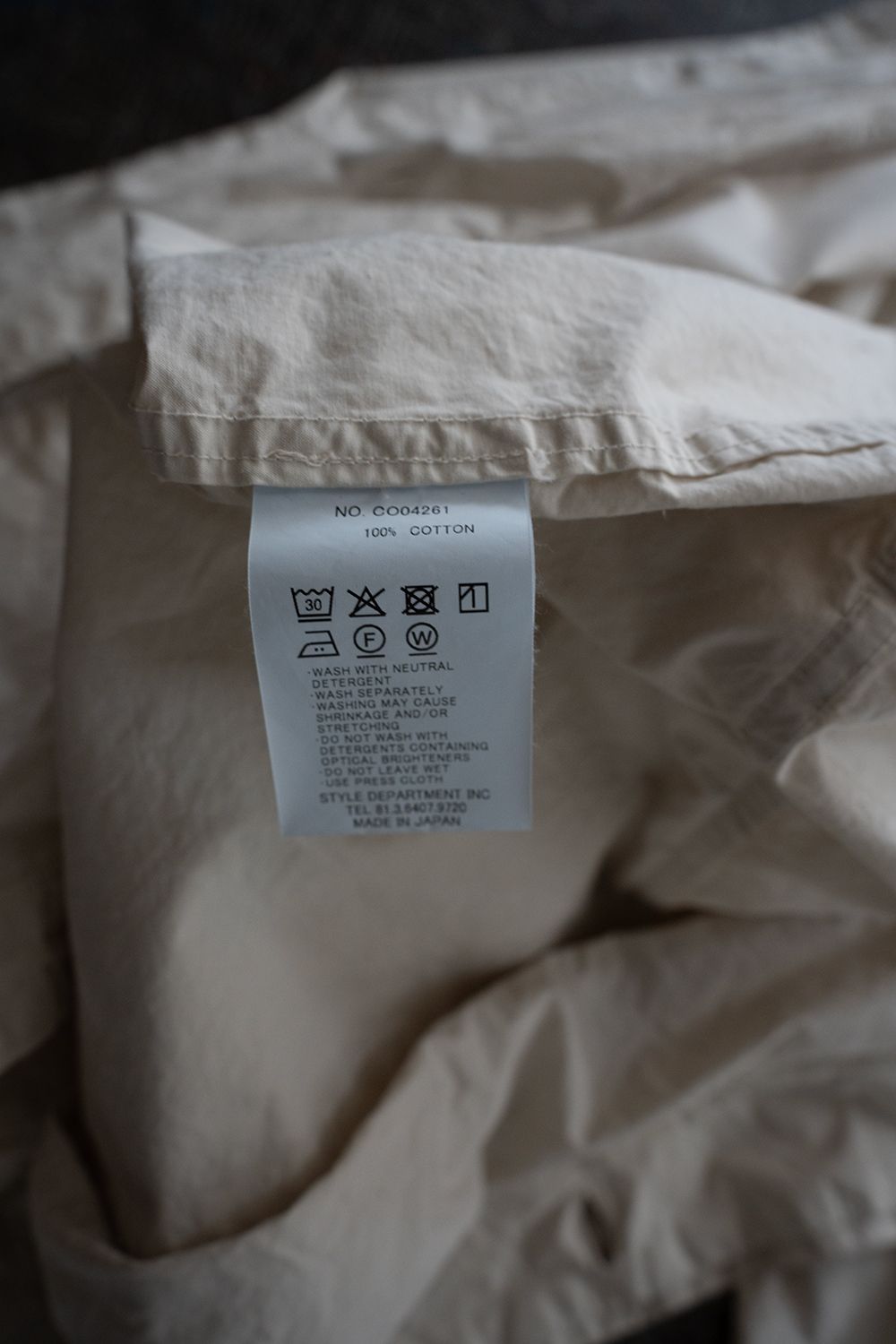 【26SS】ガーメントダイステンカラーハーフコート(ECRU)