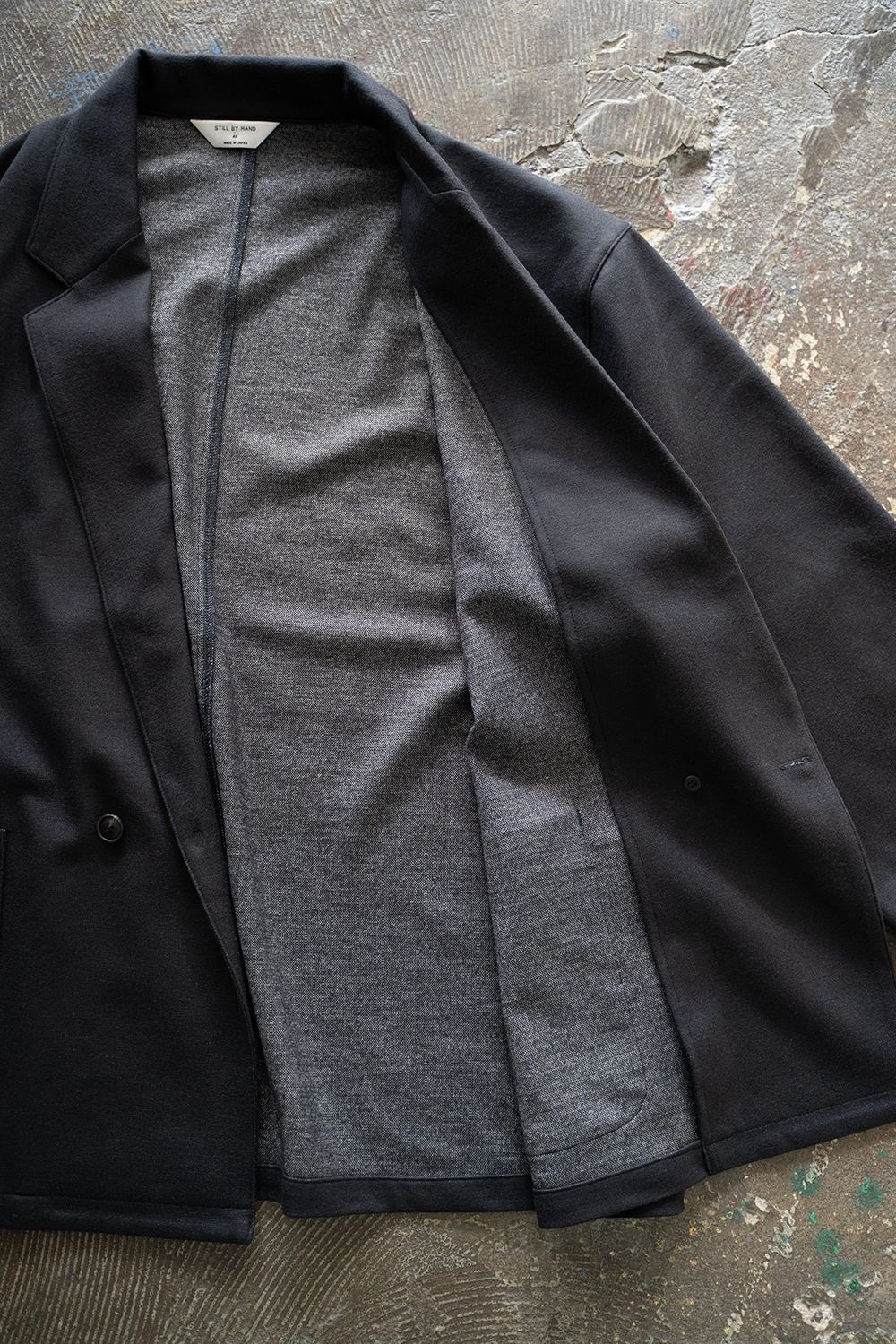 【ラスト1点】【24AW】ウールジャージーダブルジャケット(BLACK NAVY)